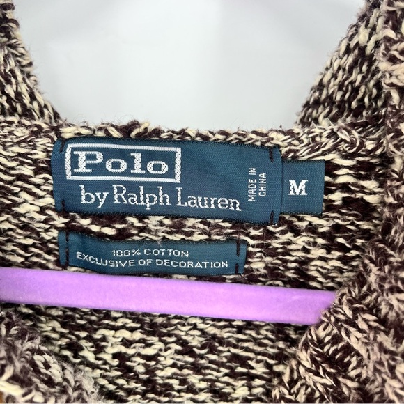 POLO BY RALPH LAUREN Vintage Toggle Button Knit Hoode Brown Chunky Sweater - Picture 2 of 11